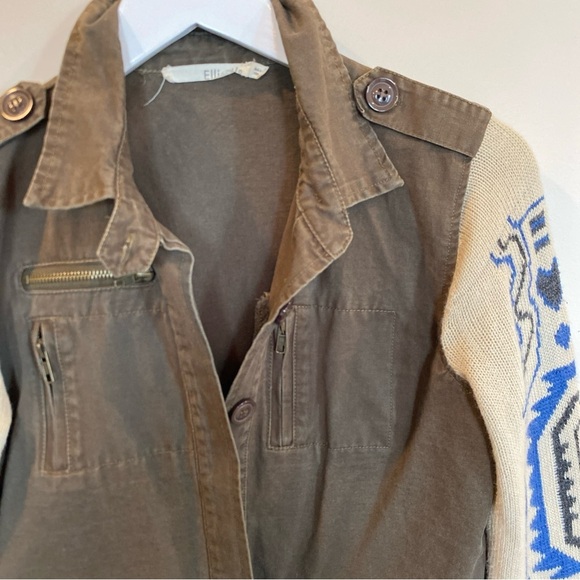 Ellison Jacket Aztec Sweater Arms Womens Small Boutique Utility Knit Brown - Picture 2 of 7